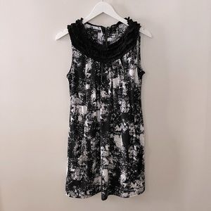 ALFANI Shift Dress, Ruffled Trim Neckline with Pockets